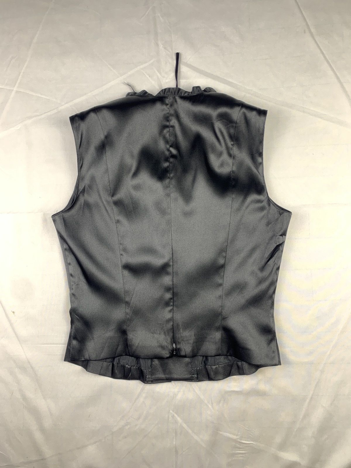 Japanese Brand 2000s Be Art Korea Shiny Black Fitted Lace up Blouse Top Size S / US 4 / IT 40 - 4 Thumbnail