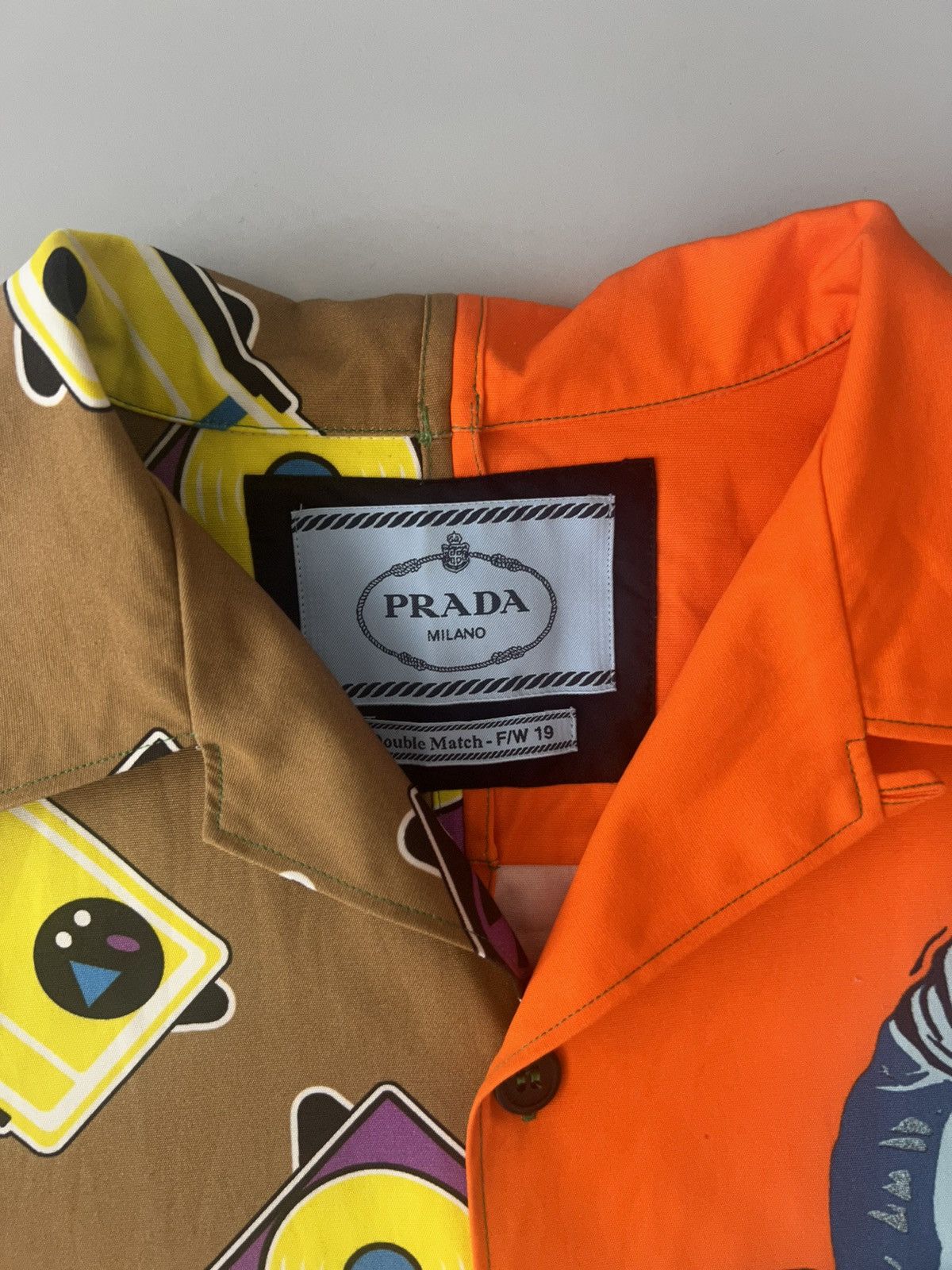 Prada Prada Multicolor Double Match Cotton Bowling Shirt Size US S / EU 44-46 / 1 - 6 Thumbnail