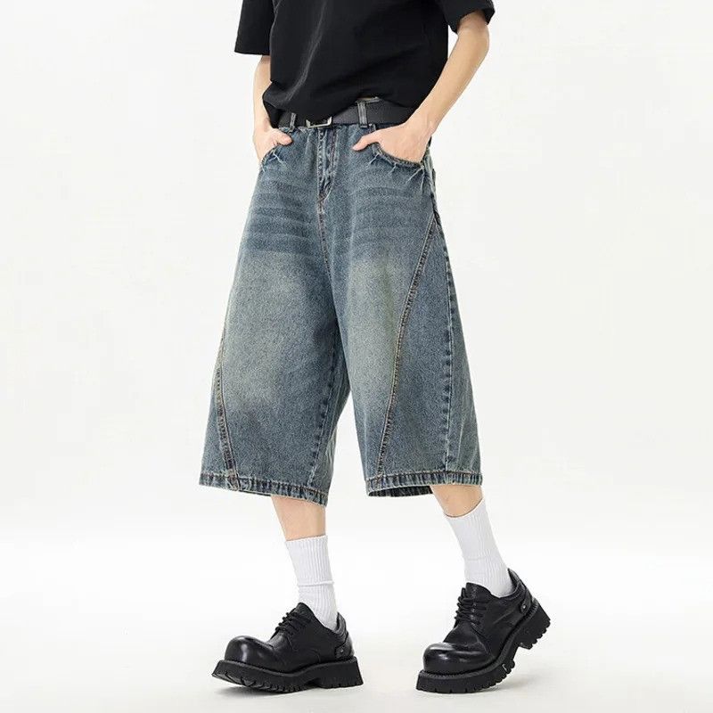 Jean Wide Leg Washed Denim Shorts Men Simple Summer Size US 34 / EU 50 - 3 Thumbnail