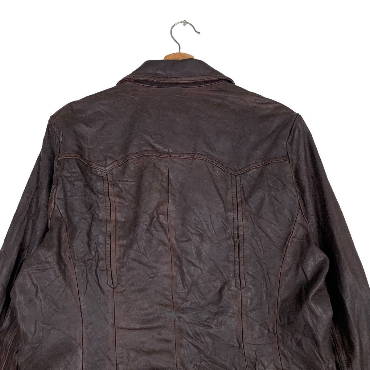 Japanese Brand 1969 AUTHENTIC DENIM Spring 03 Cow Leather Jacket #0366-C17 Size US XL / EU 56 / 4 - 8 Thumbnail