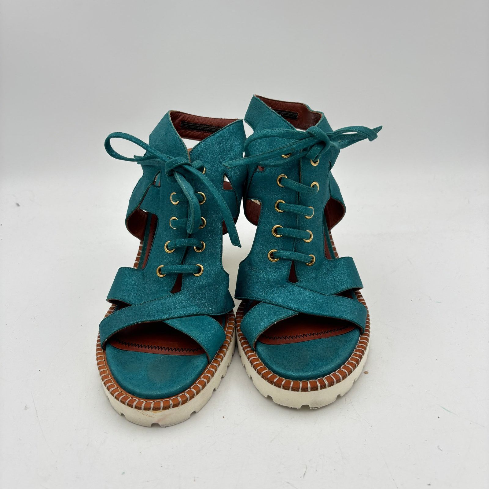 Missoni Missoni Lace Suede Sandals Block Gladiator Heel Shoes Size US 10 / IT 40 - 2 Thumbnail