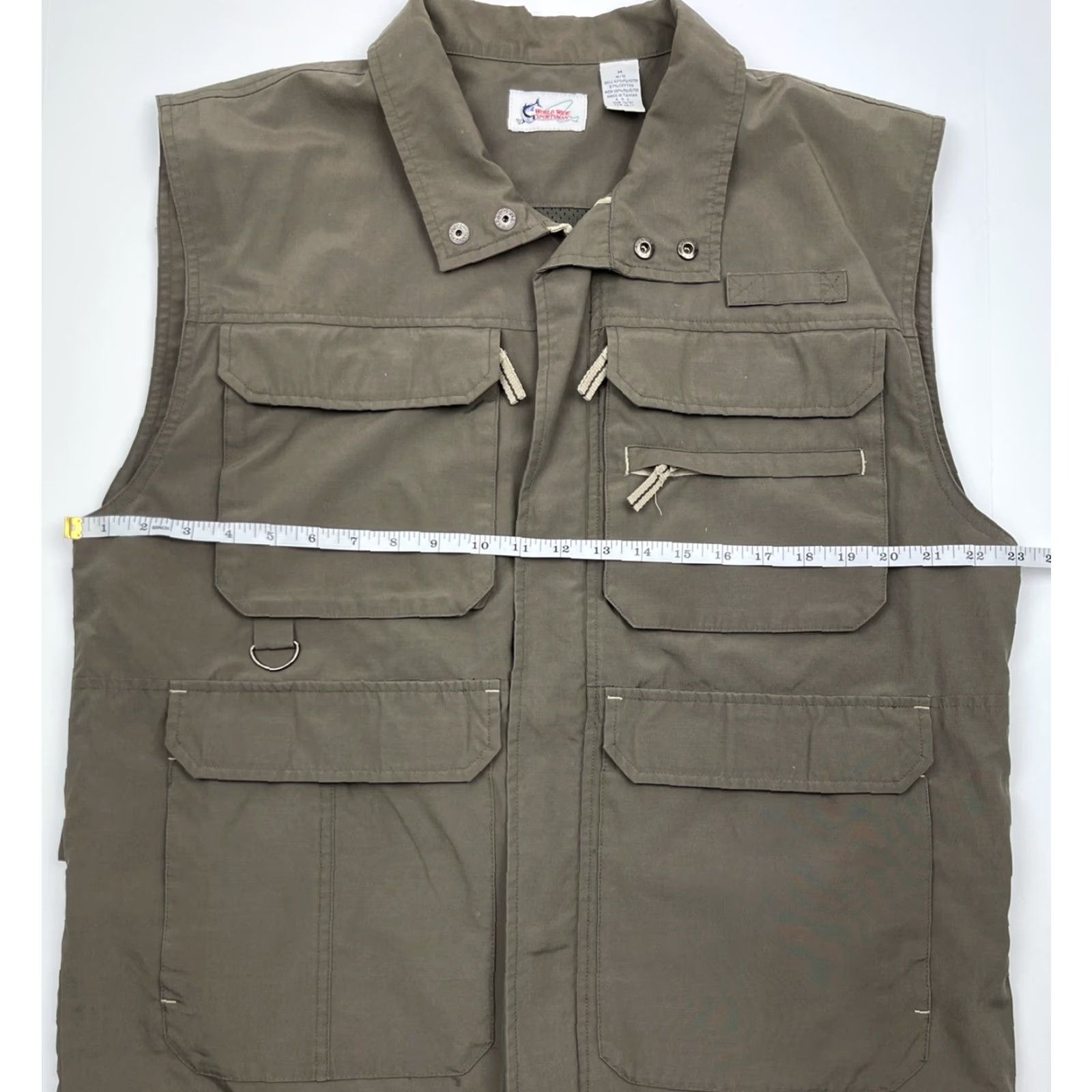 Vintage World Wide Sportsman Vest Shirt Men M Lined Fishing Vest Zip Pockets Cargo Utility Nylon Canvas Green Outdoor Size US M / EU 48-50 / 2 - 5 Thumbnail
