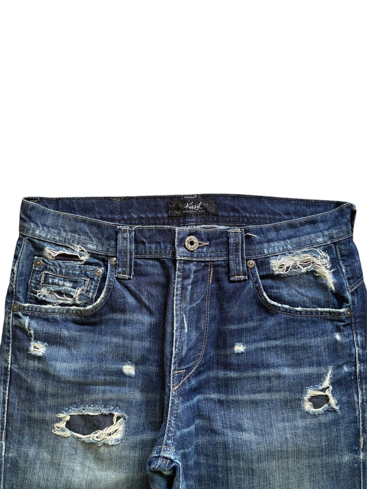 Japanese Brand Vintage Japanese Brand Blue Wash Distressed Bootcut Jeans Size US 32 / EU 48 - 4 Thumbnail