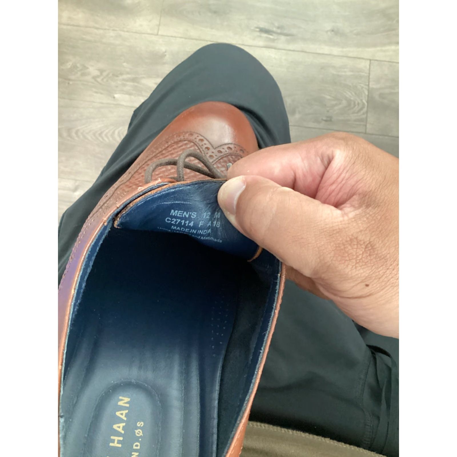 Cole Haan COLE HAAN Grand Wingtip Oxford Dress Shoes Brown Leather Size 12M Mens Size US 12 / EU 45 - 6 Thumbnail