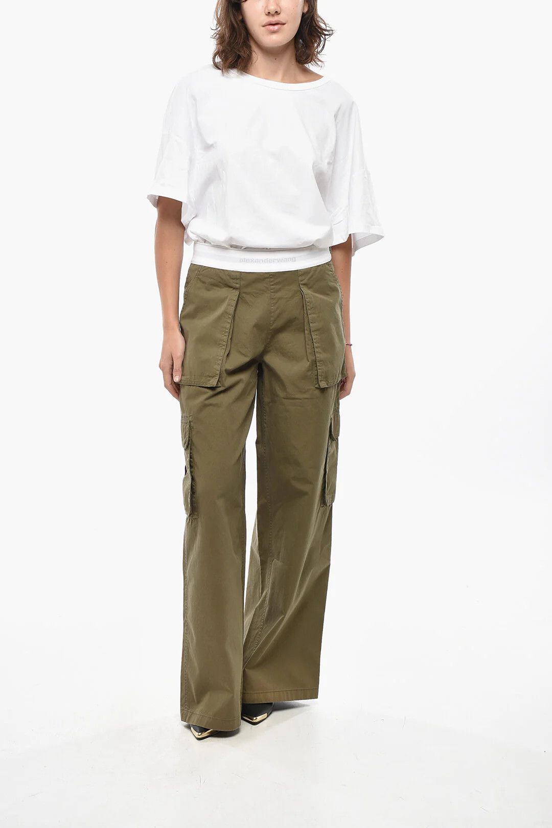 Alexander Wang og1mm0426 Cotton Cargo Pant in Green Size 32" / US 10 / IT 46 - 4 Thumbnail
