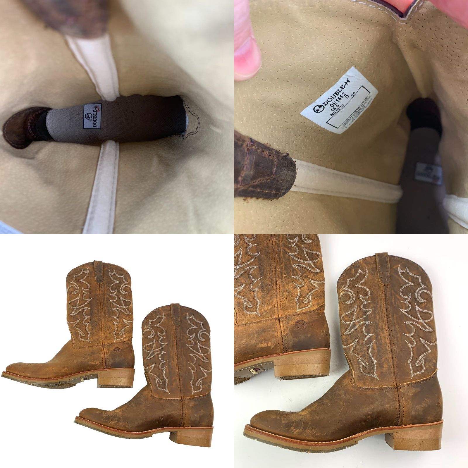 Doublet Double H Boots DH1552 Pull-On Boots Mens 16 D Brown Leather Western Cowboy Outsole Leather Shaft 15" Vintage? Size US 15 / EU 48 - 8 Thumbnail