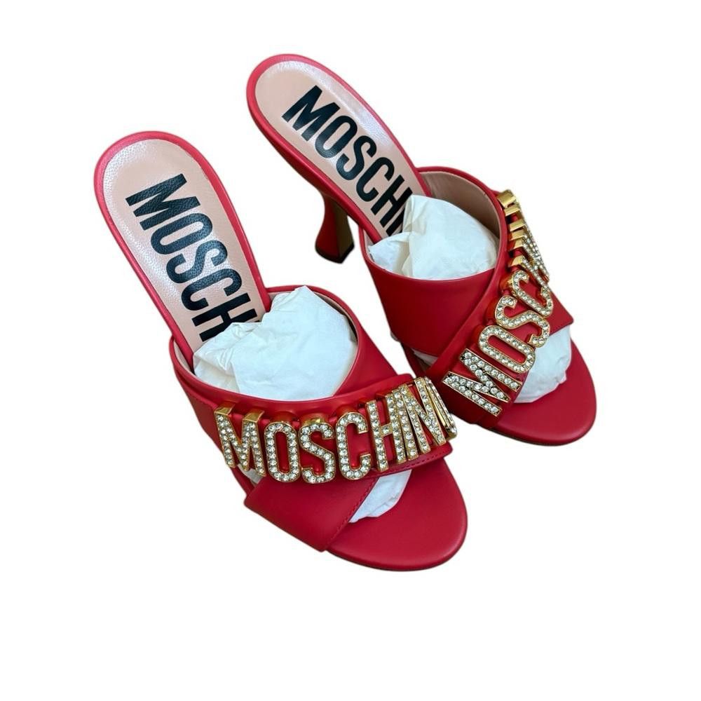 Moschino Moschino Couture Crystal Embellished Leather Orange Sandal Size US 6 / IT 36 - 2 Thumbnail
