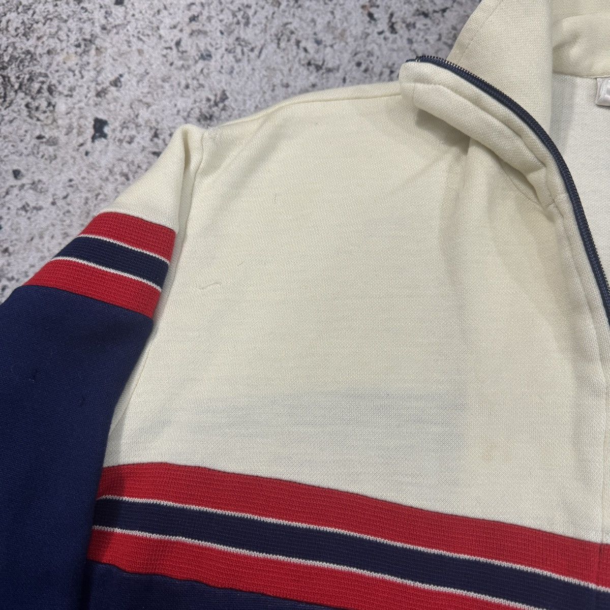 Vintage 80s Cotton Acrylic Striped Zip Up Track Jacket ERD Raimundo Size US L / EU 52-54 / 3 - 12 Thumbnail
