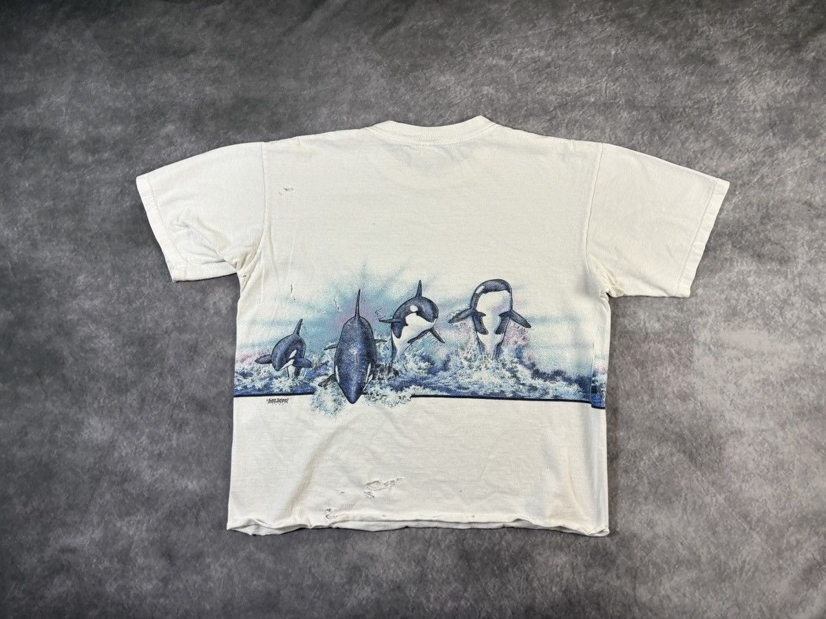 1980s Shamu Tee Vintage Thrashed Cropped Worn Boxy SeaWorld