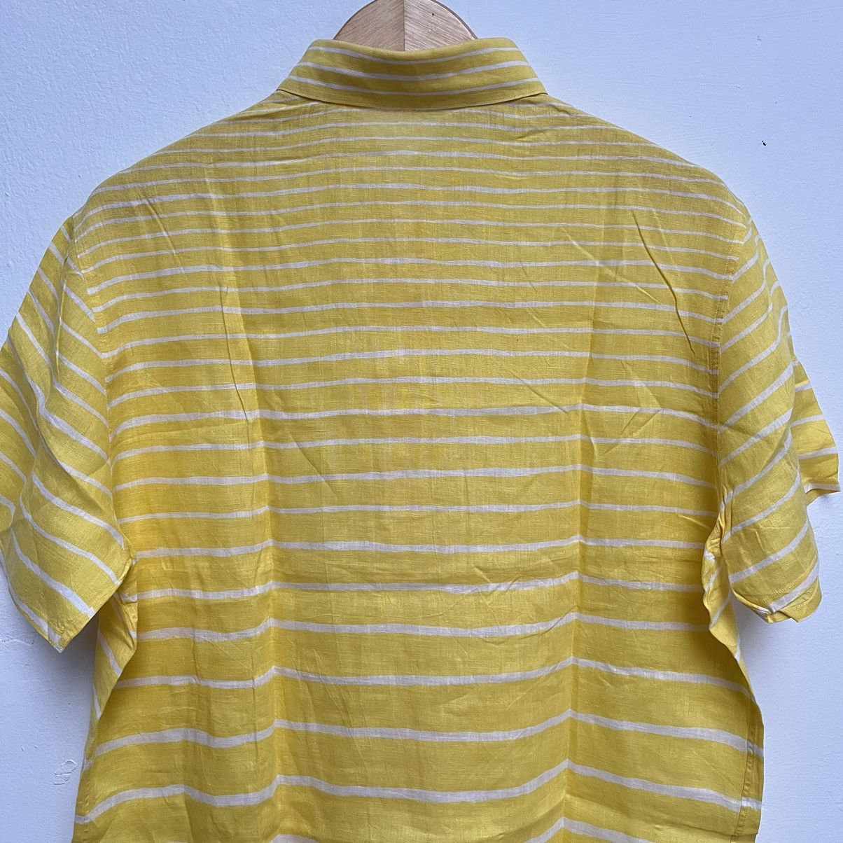 Hermes Vintage Hermes Paris Half Button Ups Linen Shirt Yellow Size US L / EU 52-54 / 3 - 13 Thumbnail