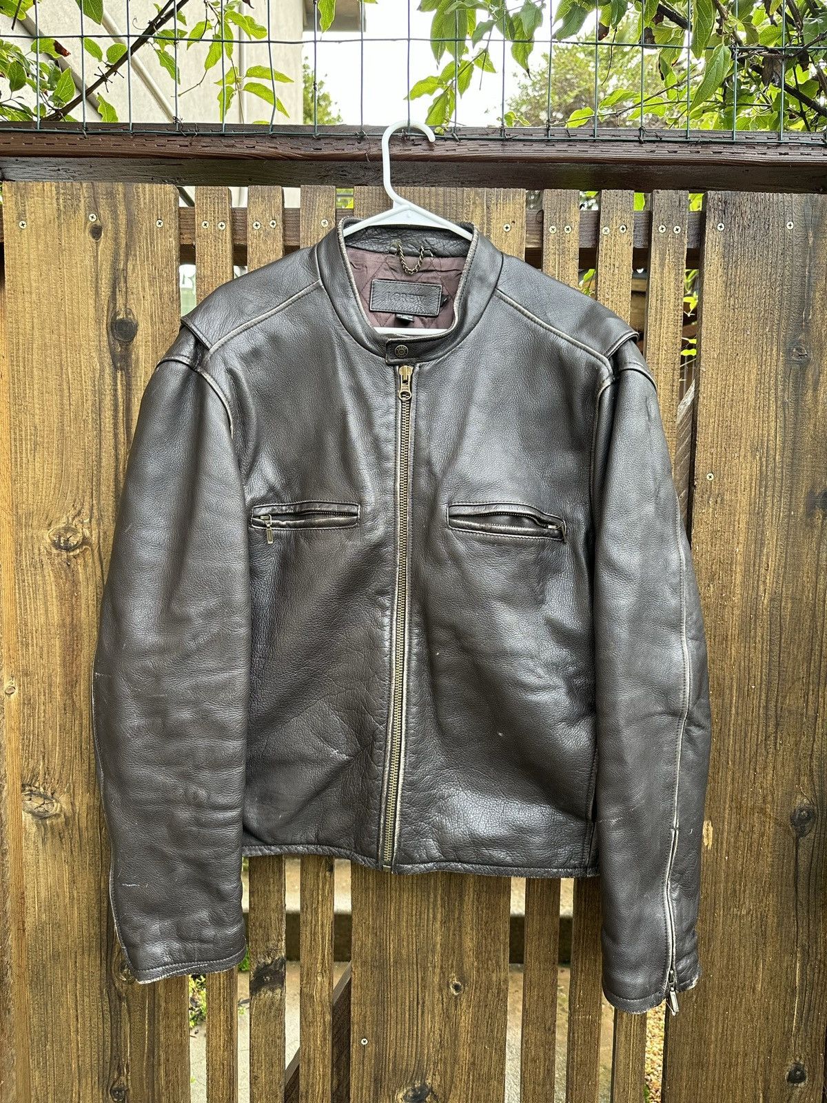 image of 90’S J Crew Leather Moto Jacket in Black, Men's (Size XL)