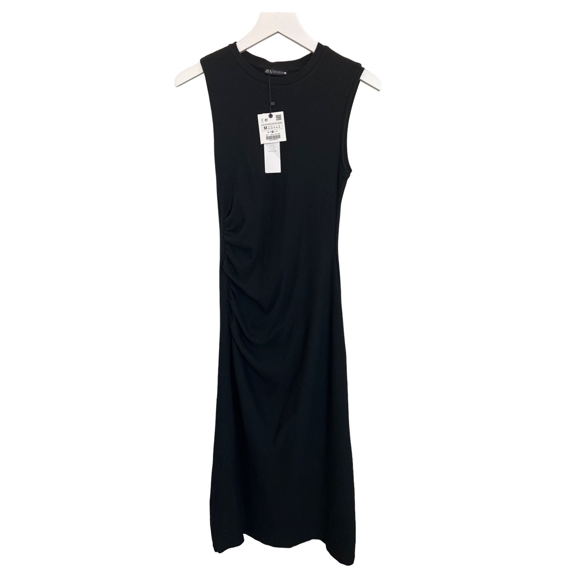 black ribbed dress zara Zara Tank Dress Women S Black Ribbed Knit Round Neck Textured Bodycon  Sleeveless