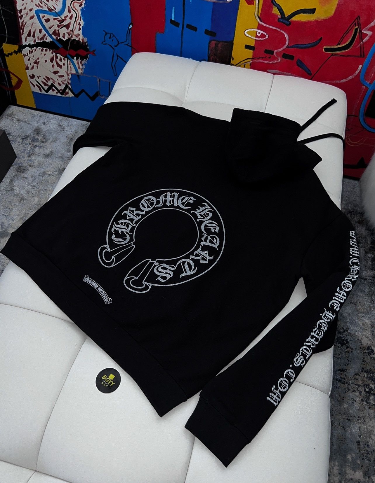 Silver glitter logo hoodie