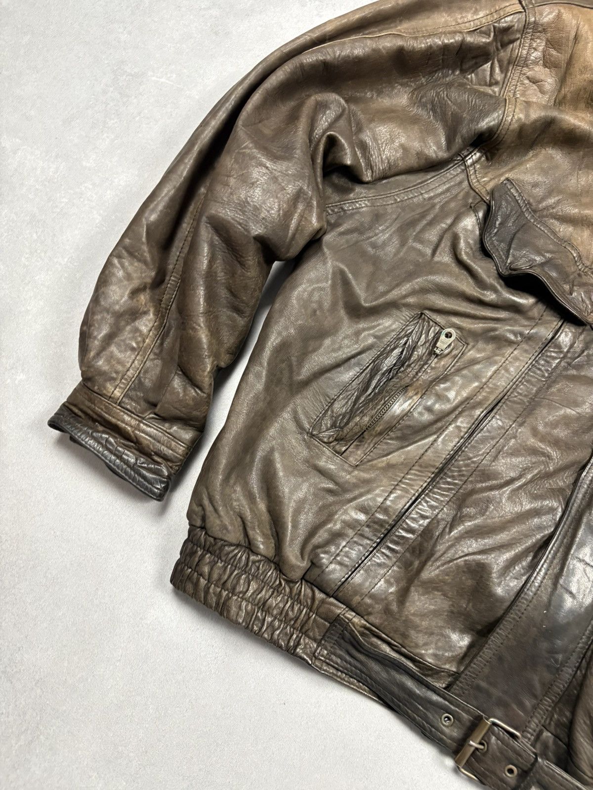 Vintage 80s Vintage Leather Aviator Bomber Jacket Sherpa Lined Size US XL / EU 56 / 4 - 7 Thumbnail
