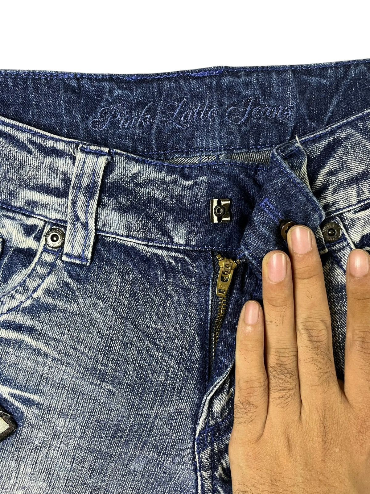 Japanese Brand × Kapital Vintage Japanese Brand Acid Wash Punk Ripped Patched Jeans Size 29" - 3 Thumbnail