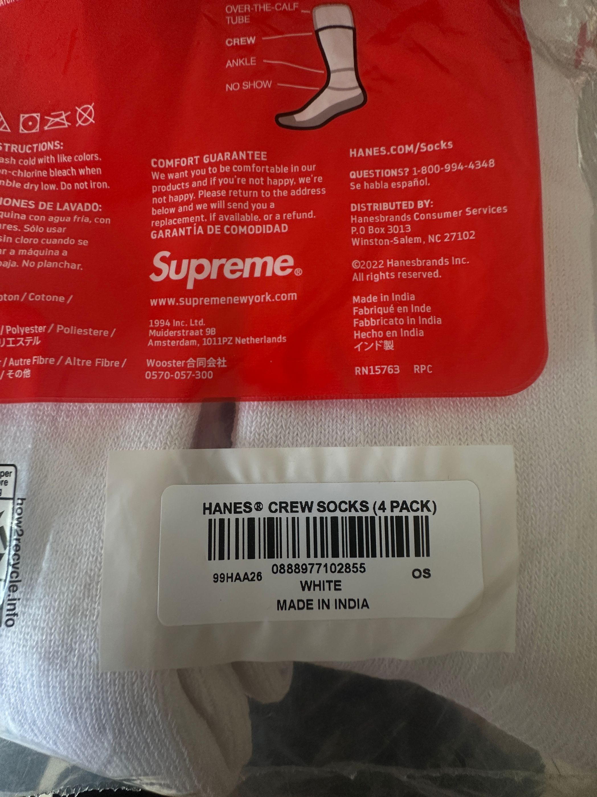 Supreme 4 pairs cushion crew socks supreme Size ONE SIZE - 3 Thumbnail