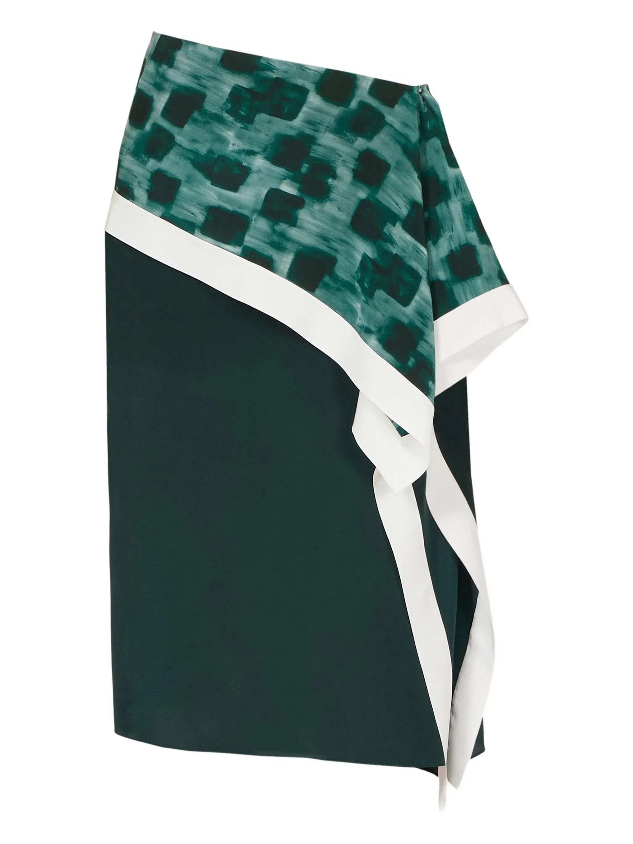 Salvatore Ferragamo o1s1rm0526 Silk Asymmetric Skirt in Green Size 27" / US 4 / IT 40 - 1 Thumbnail