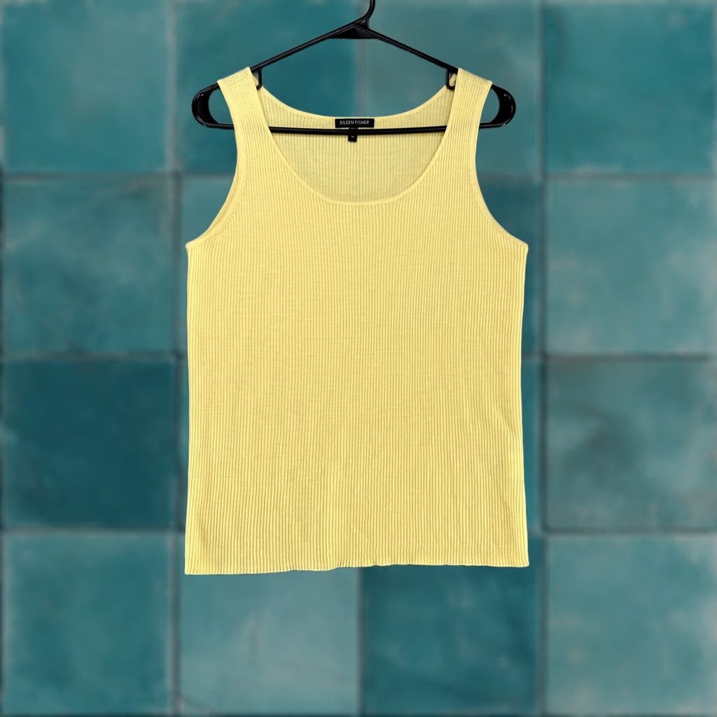 Eileen Fisher VINTAGE Eileen Fisher Tank Sweater Womens Medium Ribbed Merino Wool Butter Yellow Size M / US 6-8 / IT 42-44 - 1 Thumbnail