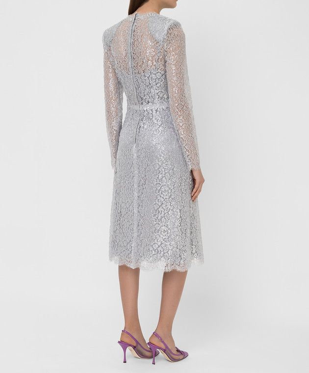 Dolce & Gabbana o1y0825 Midi Dress in Silver Size XS / US 0-2 / IT 36-38 - 4 Thumbnail