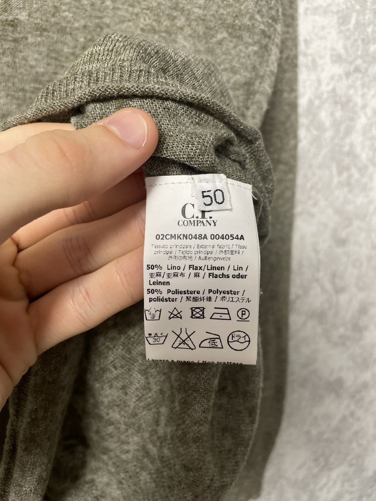C.P. Company C.P. Company Linen Blend Long Sleeve Sweater Olive Green Size US L / EU 52-54 / 3 - 11 Thumbnail