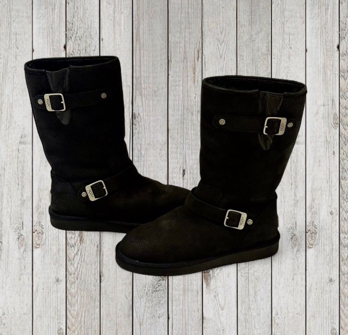 Ugg $240 UGG Sutter Leather Moto Boots - Black | Size: 9 Size US 9 / IT 39 - 2 Thumbnail