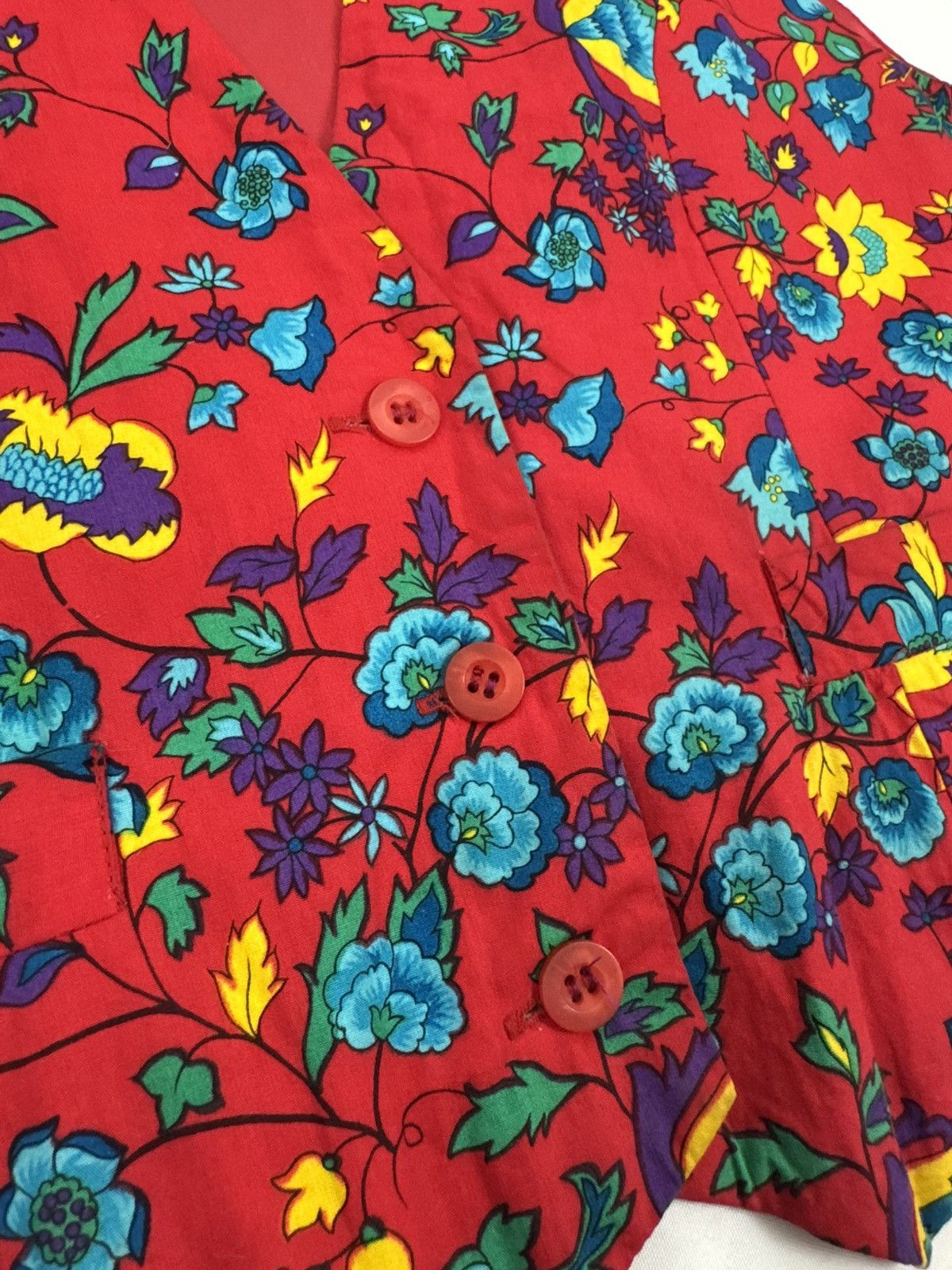 Other Vintage 80’s TECHNICS Floral Waistcoat - Vibrant Boho Style Size M / US 6-8 / IT 42-44 - 7 Thumbnail