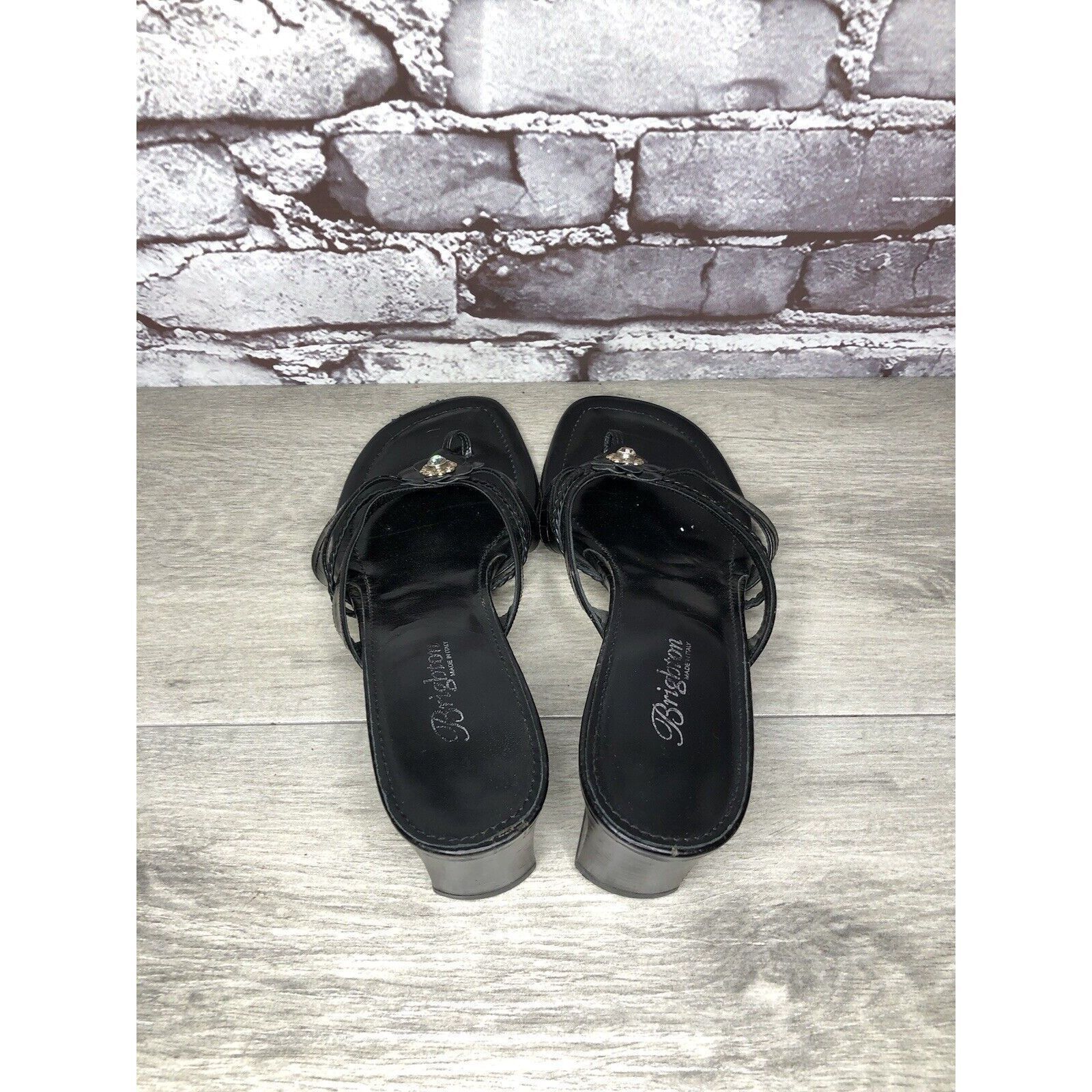 Brighton Brighton Kylie Black Leather Heart Heel Sandals Women’s Sz 9 Size US 9.5 / IT 39.5 - 5 Thumbnail
