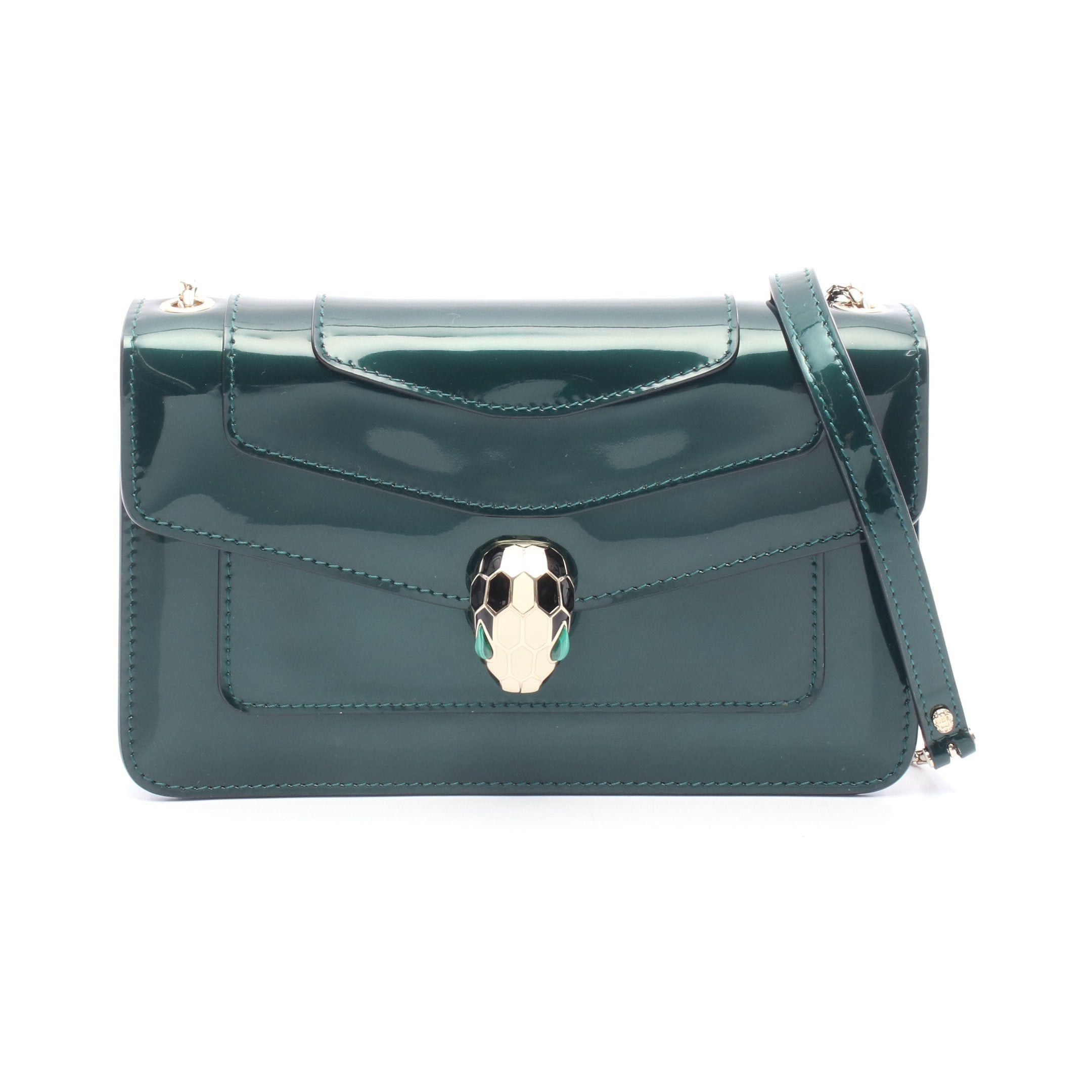 Bvlgari Bvlgari Serpenti Forever Chain Shoulder Bag Patent Leather Dark Green Size ONE SIZE - 1 Thumbnail