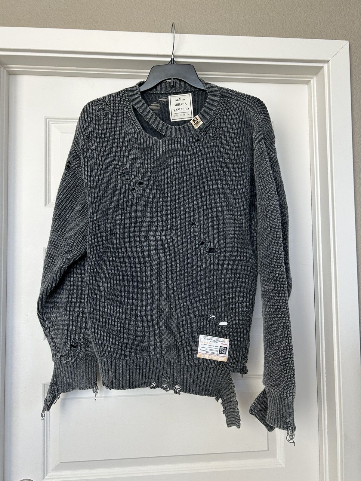 Maison MIHARA YASUHIRO Maison Mihara Yasuhiro grey distressed sweater Size US M / EU 48-50 / 2 - 1 Thumbnail