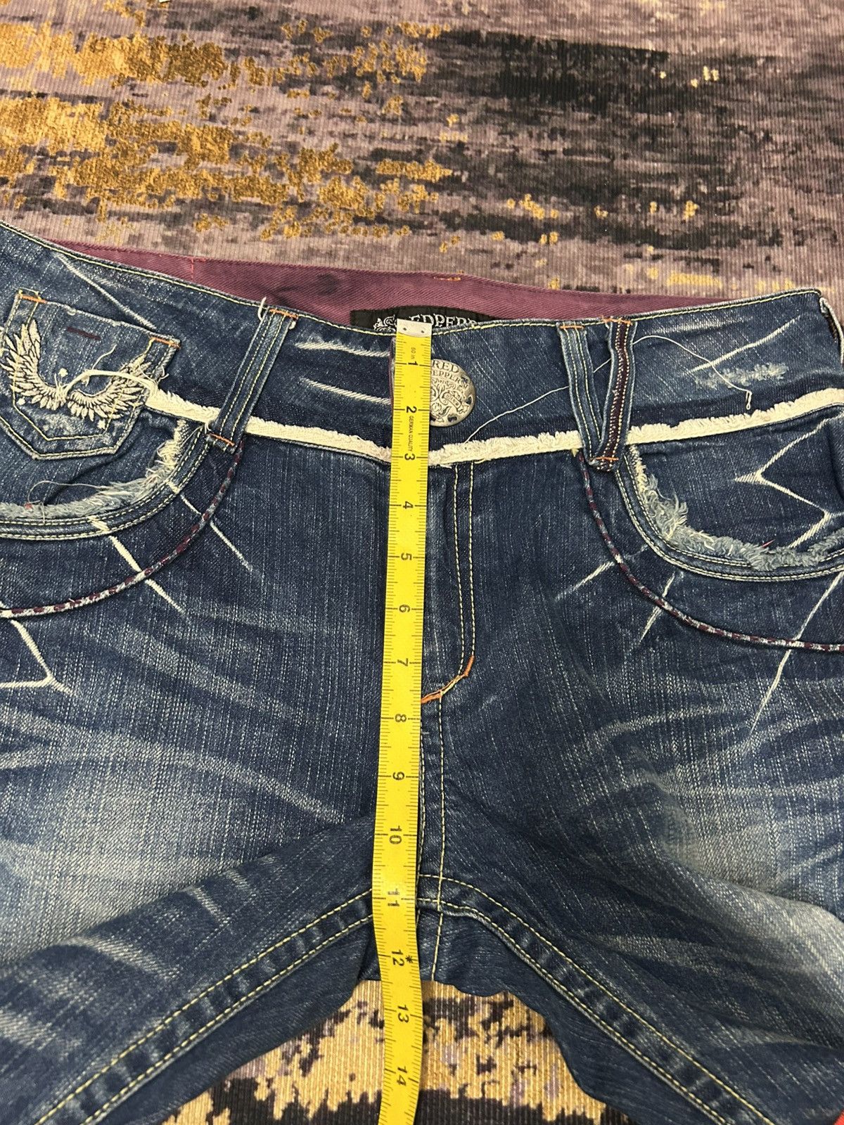 Tornado Mart Red Pepper Wing Back Embroidered Whiskered Jeans Size US 34 / EU 50 - 20 Thumbnail