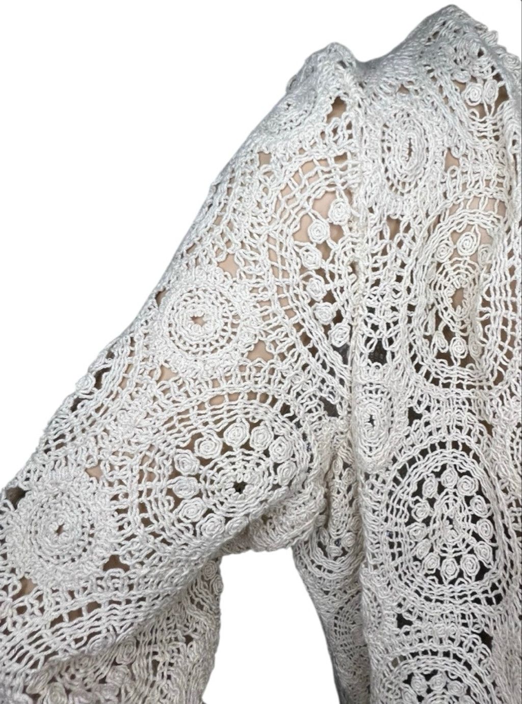 Miss Me Miss Me Cream Boho Crochet Lace Long Sleeve Duster Cardigan Size S / US 4 / IT 40 - 4 Thumbnail