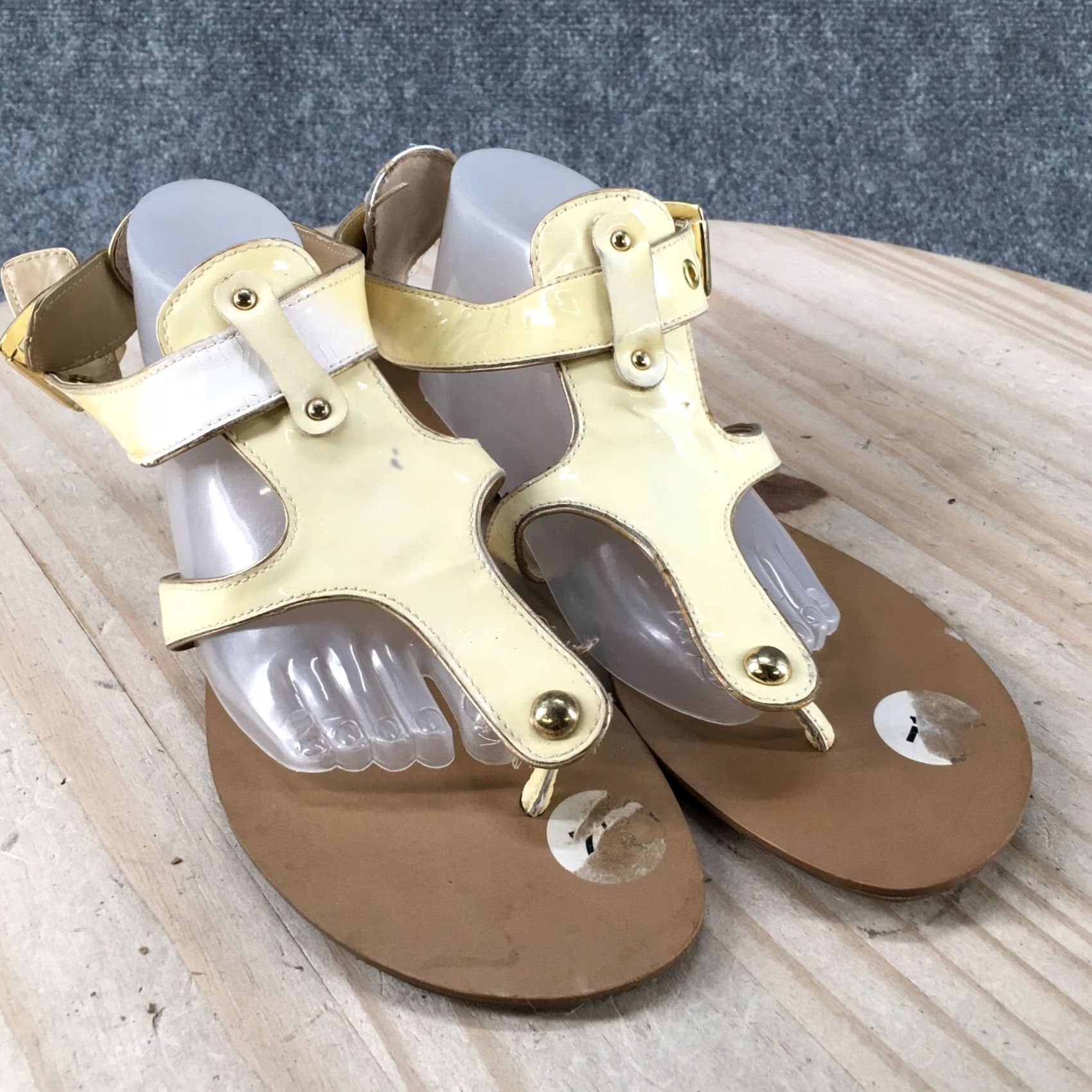 Franco Sarto Franco Sarto Sandals Womens 7.5 M Toro Ankle Strap Flats Yellow Leather Flats Sandal Casual Women, TS Toro, Yellow Leather Size US 8 / IT 38 - 3 Thumbnail