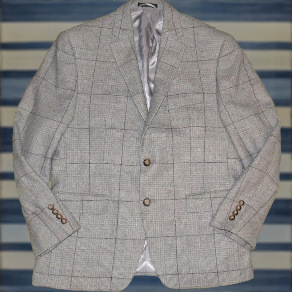 Ralph Lauren Polo RALPH LAUREN Wool Blend Grey Black Windowpane Blazer Sport Coat Jacket 40S Mens Blazer Size US L / EU 52-54 / 3 - 1 Thumbnail