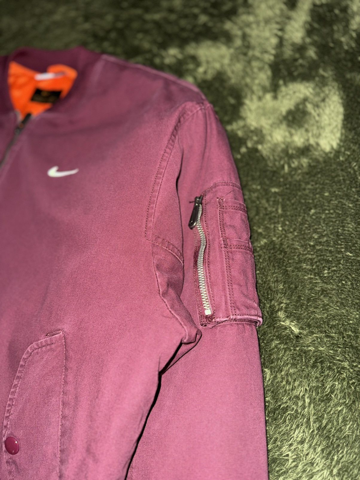 Nike [XXL] Nike Life Woven Washed Flight Jacket Maroon (Asia) Size US XXL / EU 58 / 5 - 5 Thumbnail