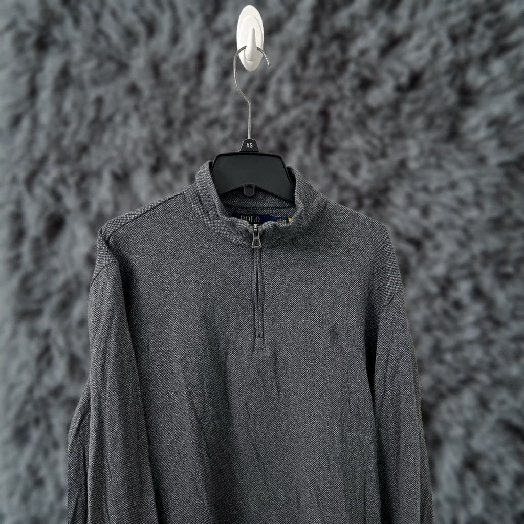 Polo Ralph Lauren Polo Ralph Lauren Sweater 1/4 Zip Mens M Gray Herringbone Knit Pullover L/S Size US M / EU 48-50 / 2 - 1 Thumbnail