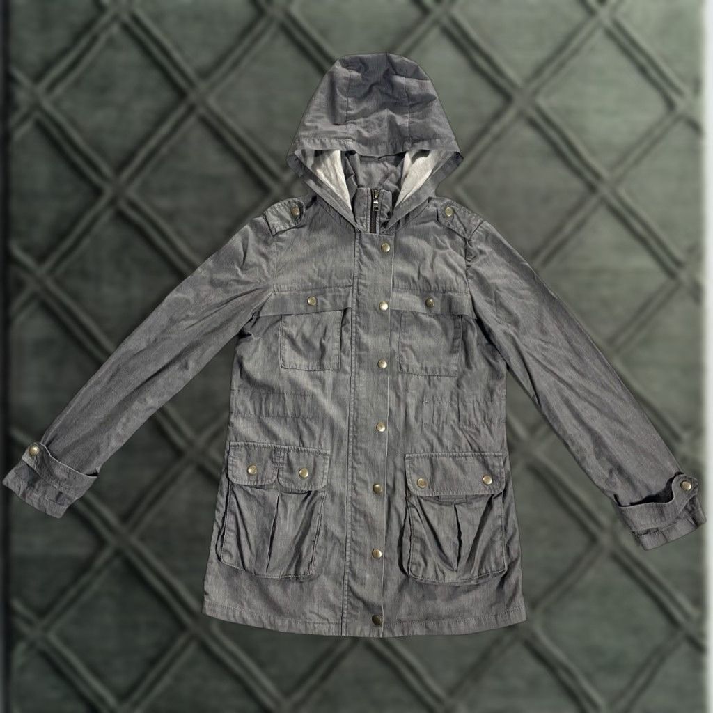 Banana Republic Banana Republic Jacket Chambray Hooded Coat XS Womens Full Zip Pockets Gray Military Style 90s Size XS / US 0-2 / IT 36-38 - 1 Thumbnail
