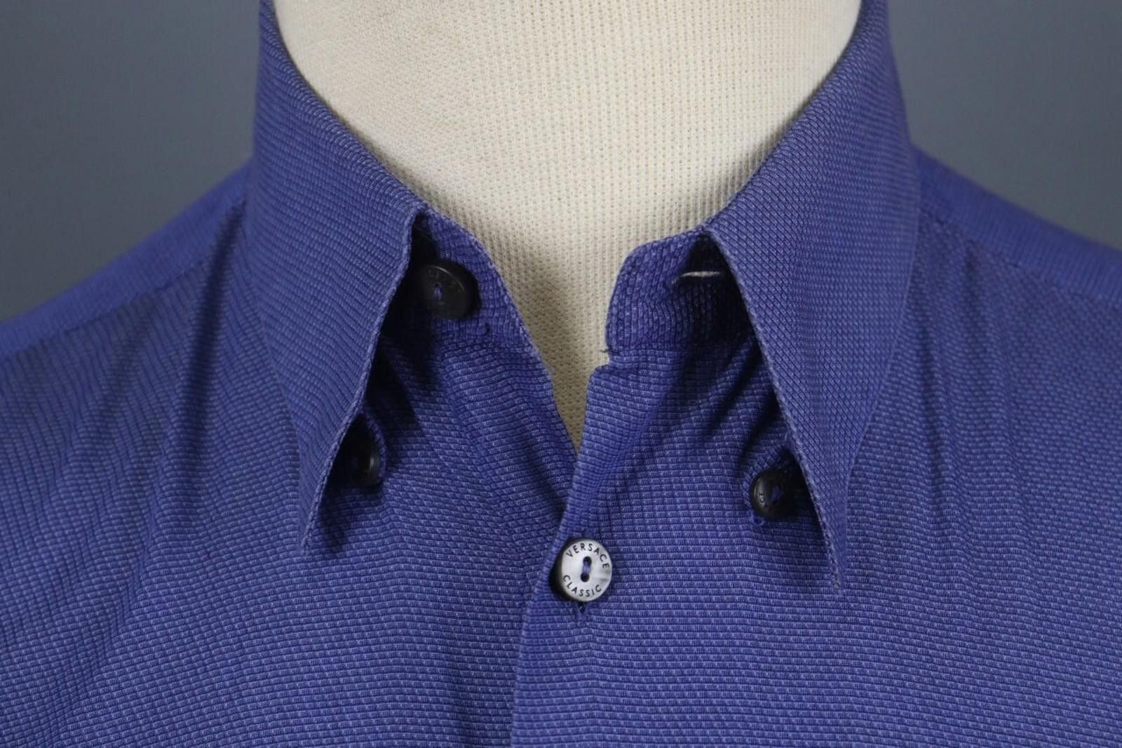 Versace Versace Blue Cotton Collared Formal Dress Shirt Size 39 Size 38R - 5 Thumbnail
