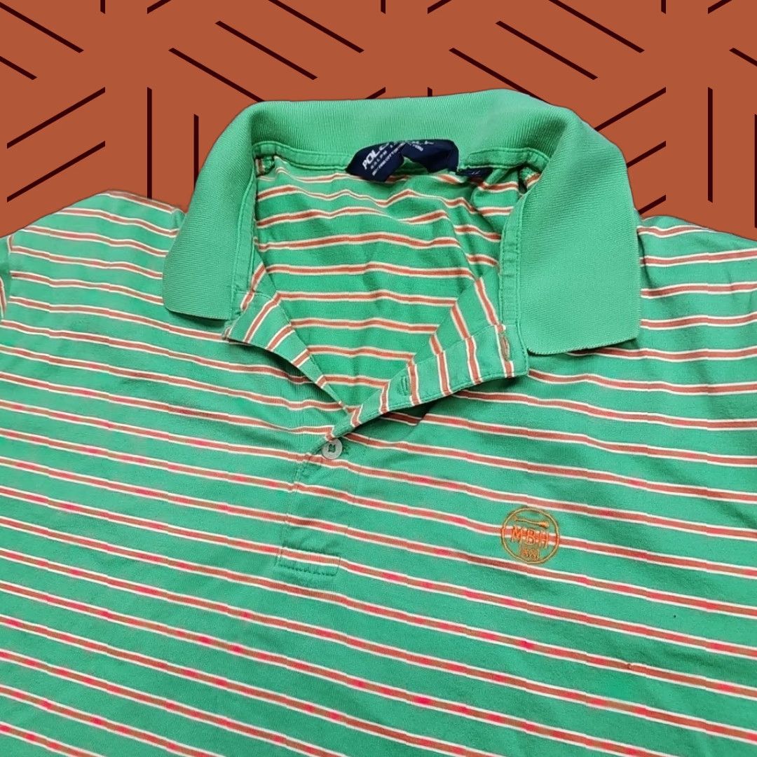 Polo Ralph Lauren Polo Ralph Lauren Polo Golf Shirt Men XL Green Stripe Logo X-large White Orange, Casual, Cotton Knit, Short Sleeve Size US XL / EU 56 / 4 - 1 Thumbnail