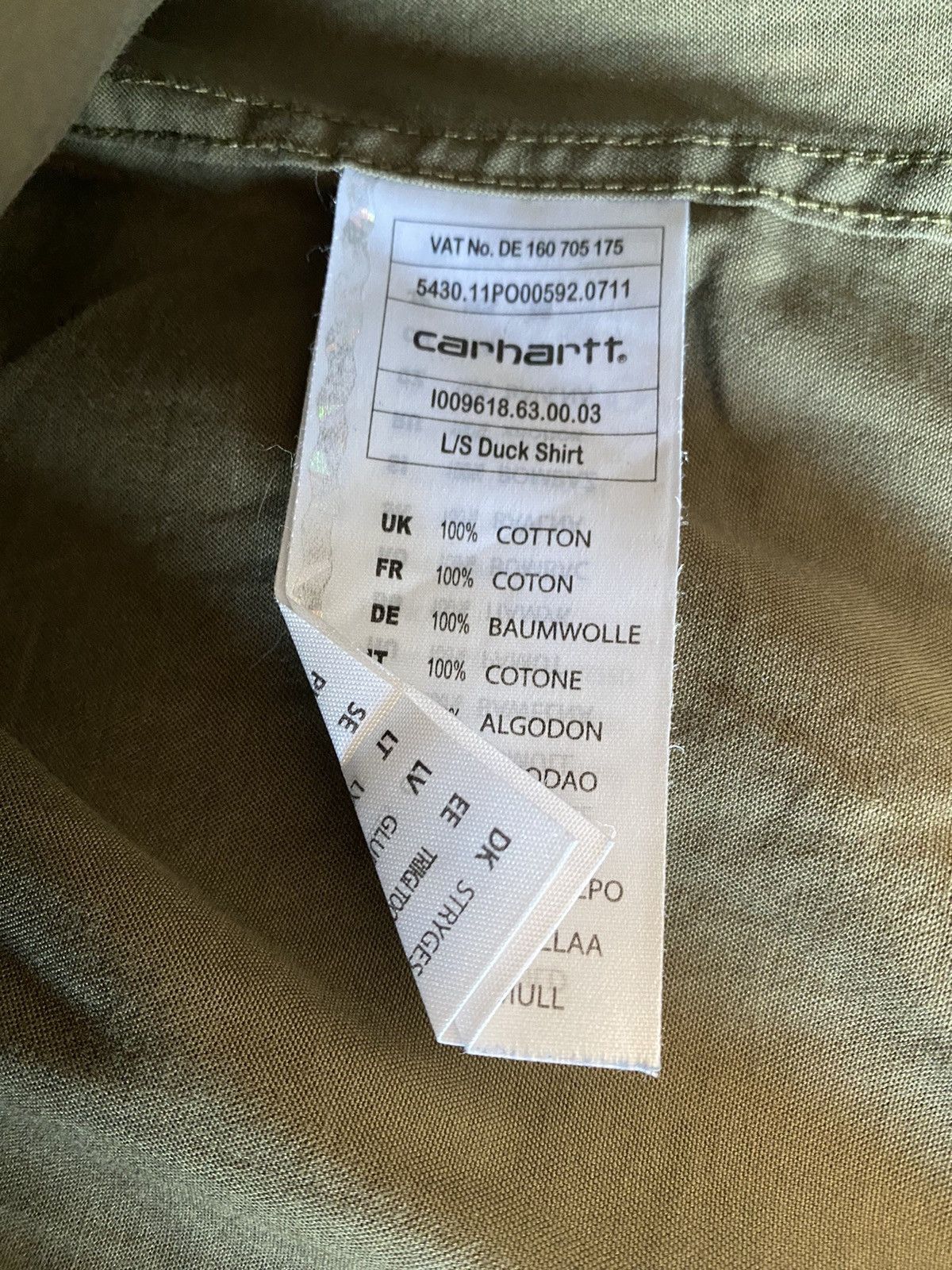 Carhartt Wip Carhartt Wip Duck Shirt, size XL, khaki, used, in excellent Size US XL / EU 56 / 4 - 5 Thumbnail