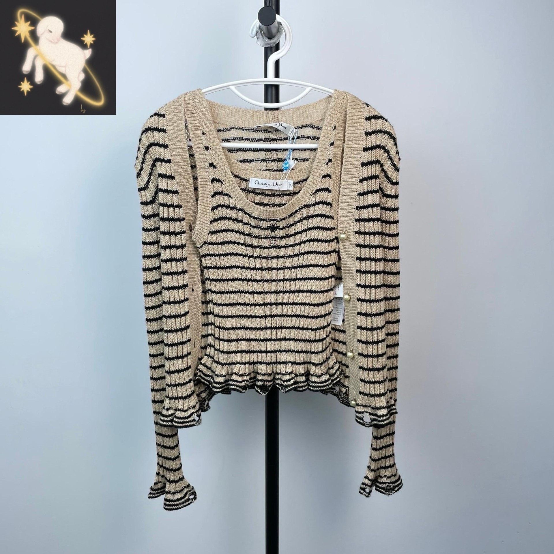 Dior Dior Embroidered Striped Sweater 24 Women Size XS / US 0-2 / IT 36-38 - 1 Thumbnail