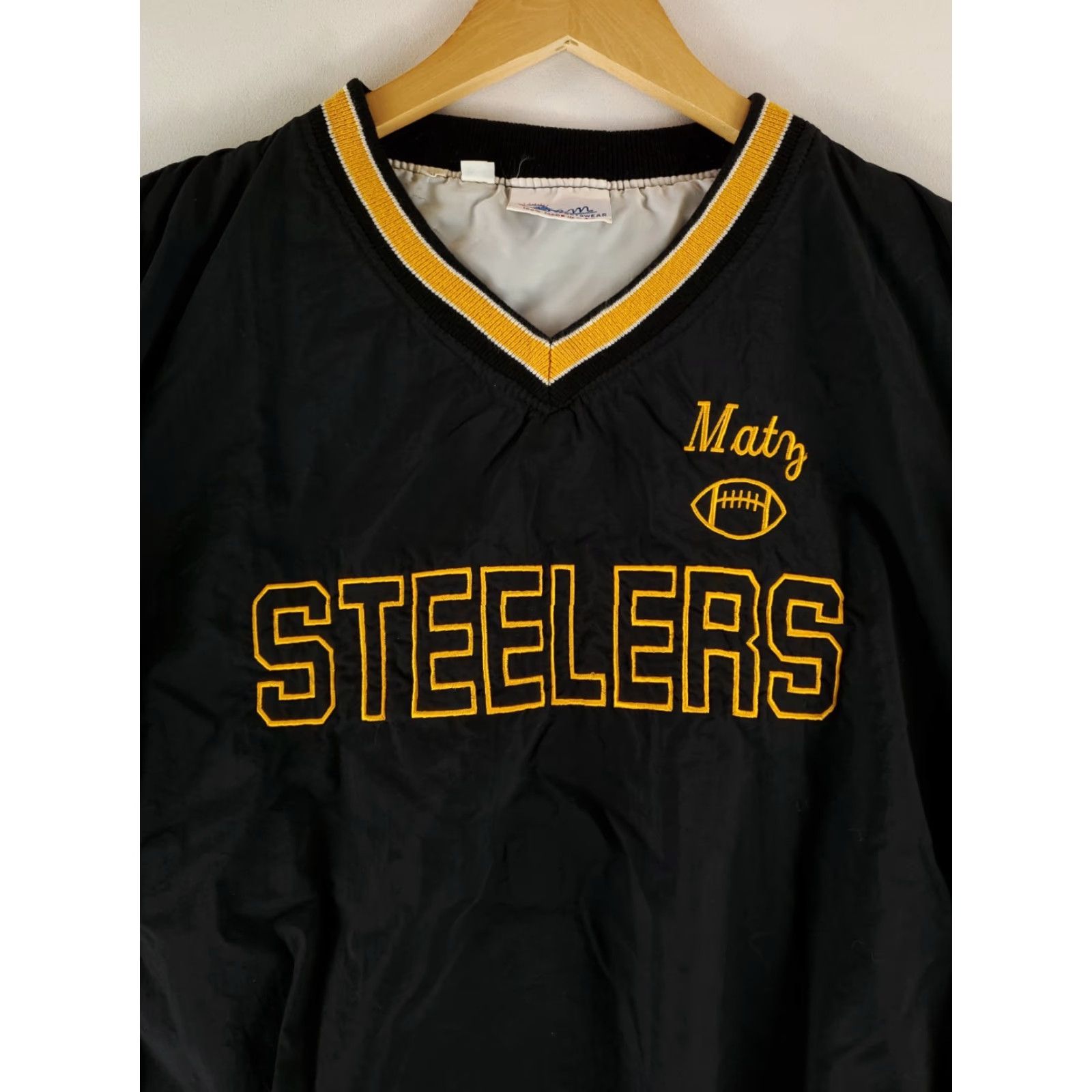 Salem Sportswear VINTAGE Gem Sportswear Pittsburgh Steelers Pullover Warm Up Mens XL Black 70s 80s Matz Gem Sportswear Size US XL / EU 56 / 4 - 3 Thumbnail