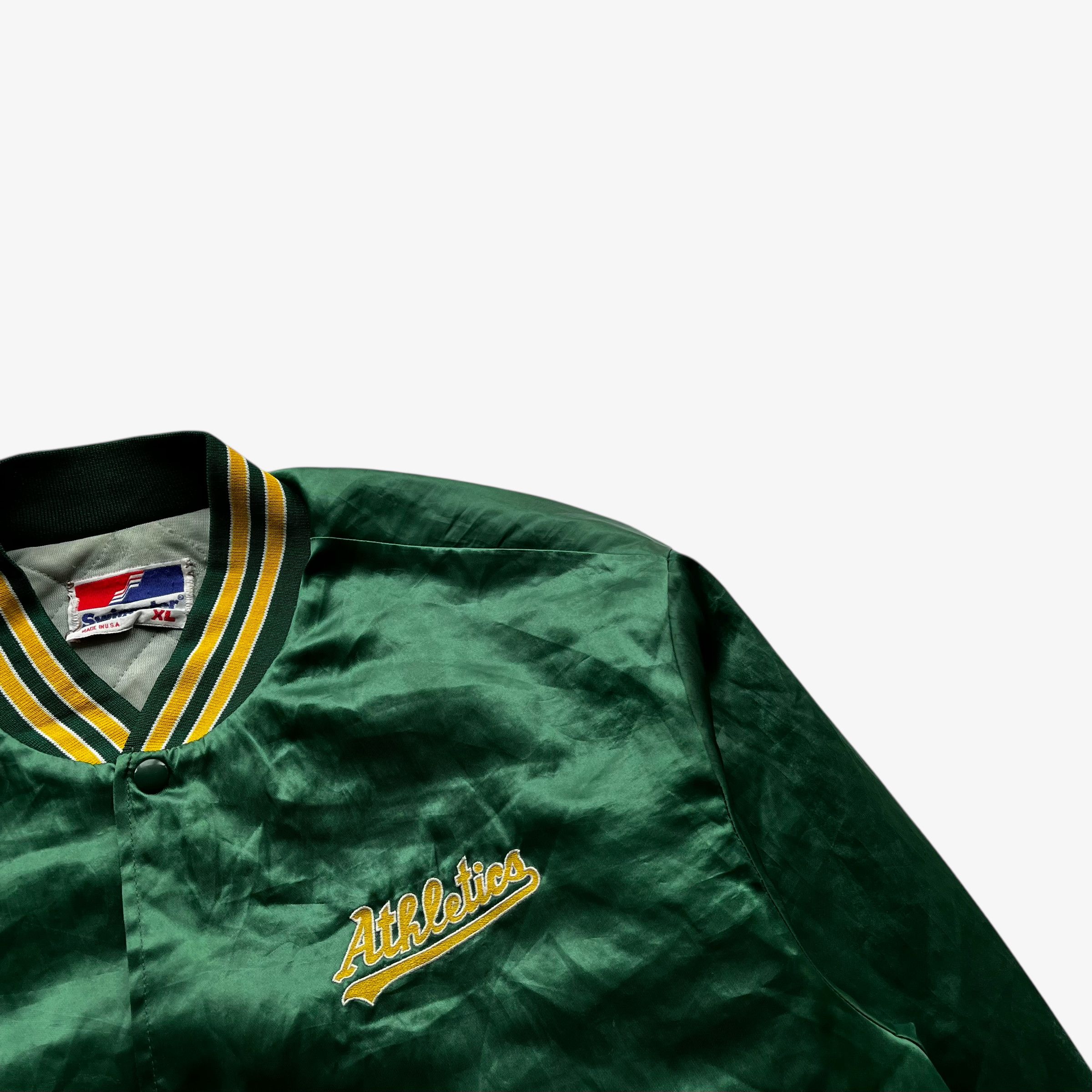 Swingster Vintage 80s Swingster MLB Oakland Athletics Varsity Jacket Size US XL / EU 56 / 4 - 3 Thumbnail