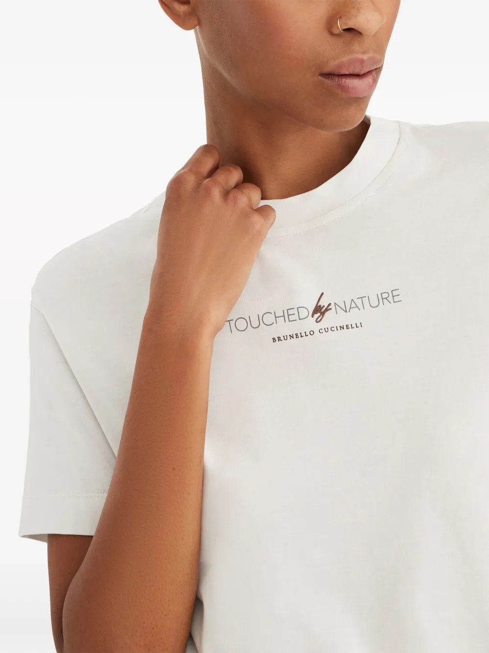 Brunello Cucinelli o1la1rc1a0325 T-shirt With Letters in White Size S / US 4 / IT 40 - 5 Thumbnail