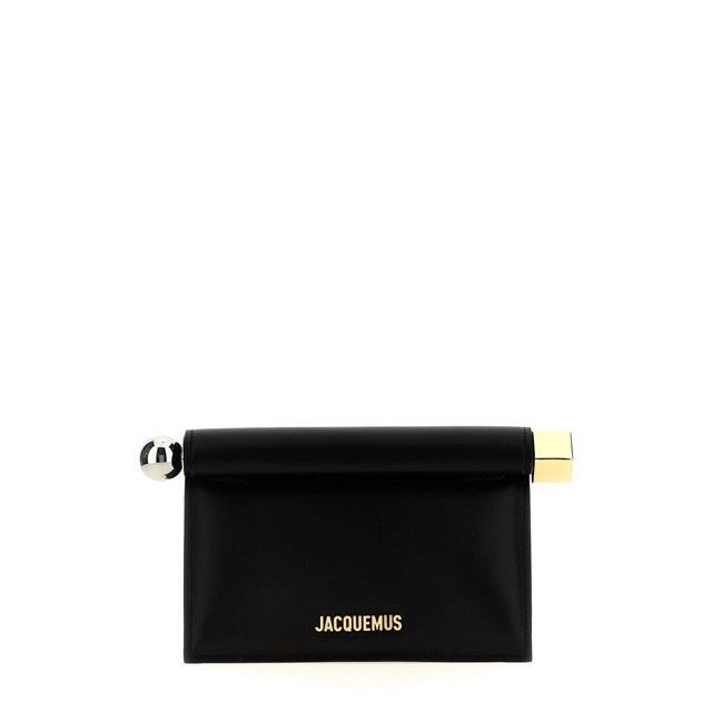 Jacquemus JACQUEMUS The Small Pochette Rond Black Leather Clutch New A Size ONE SIZE - 4 Thumbnail