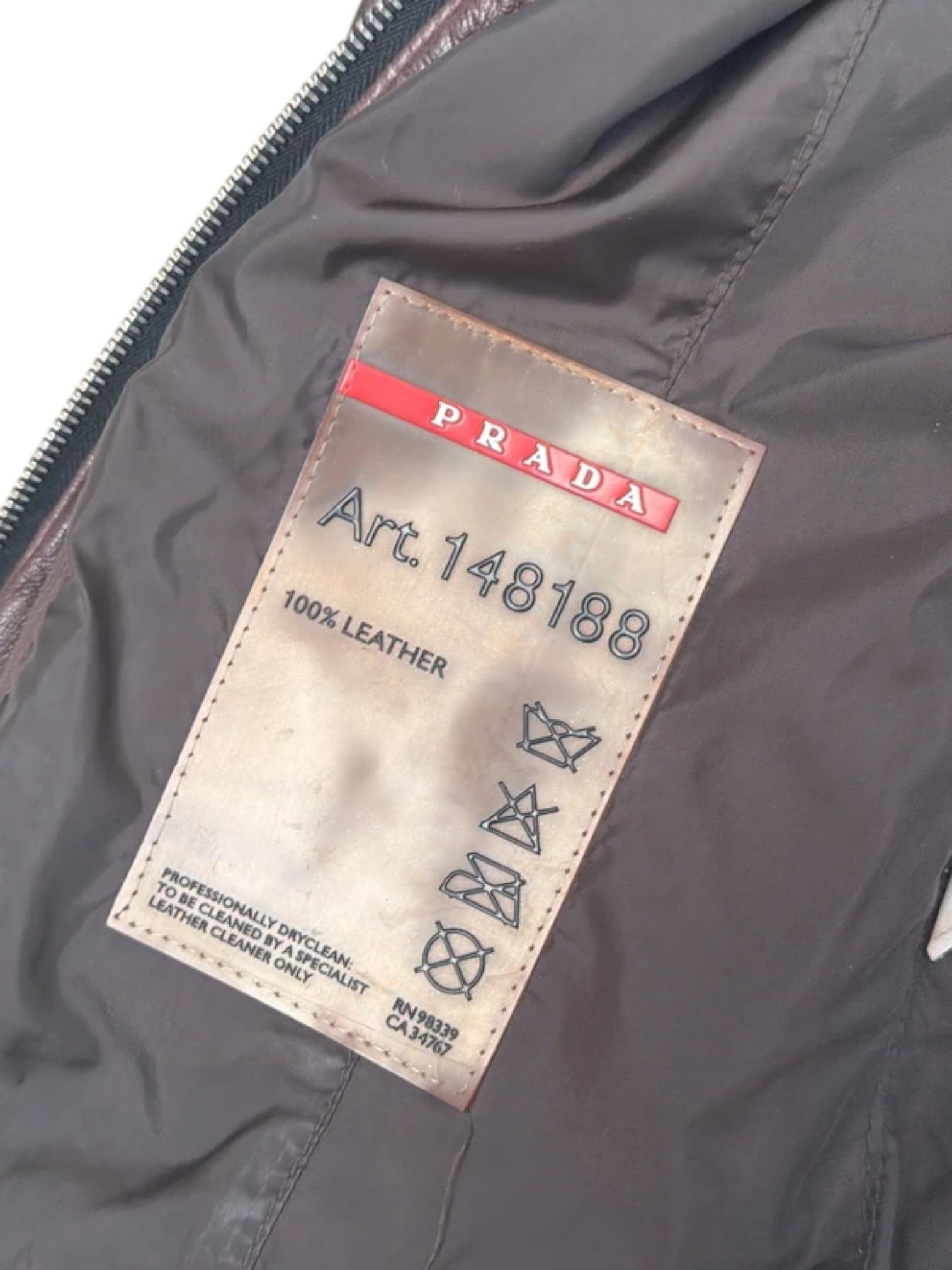 Prada Prada Brown Leather Multi-Pocket Moto Jacket c.2000s Size US M / EU 48-50 / 2 - 5 Thumbnail