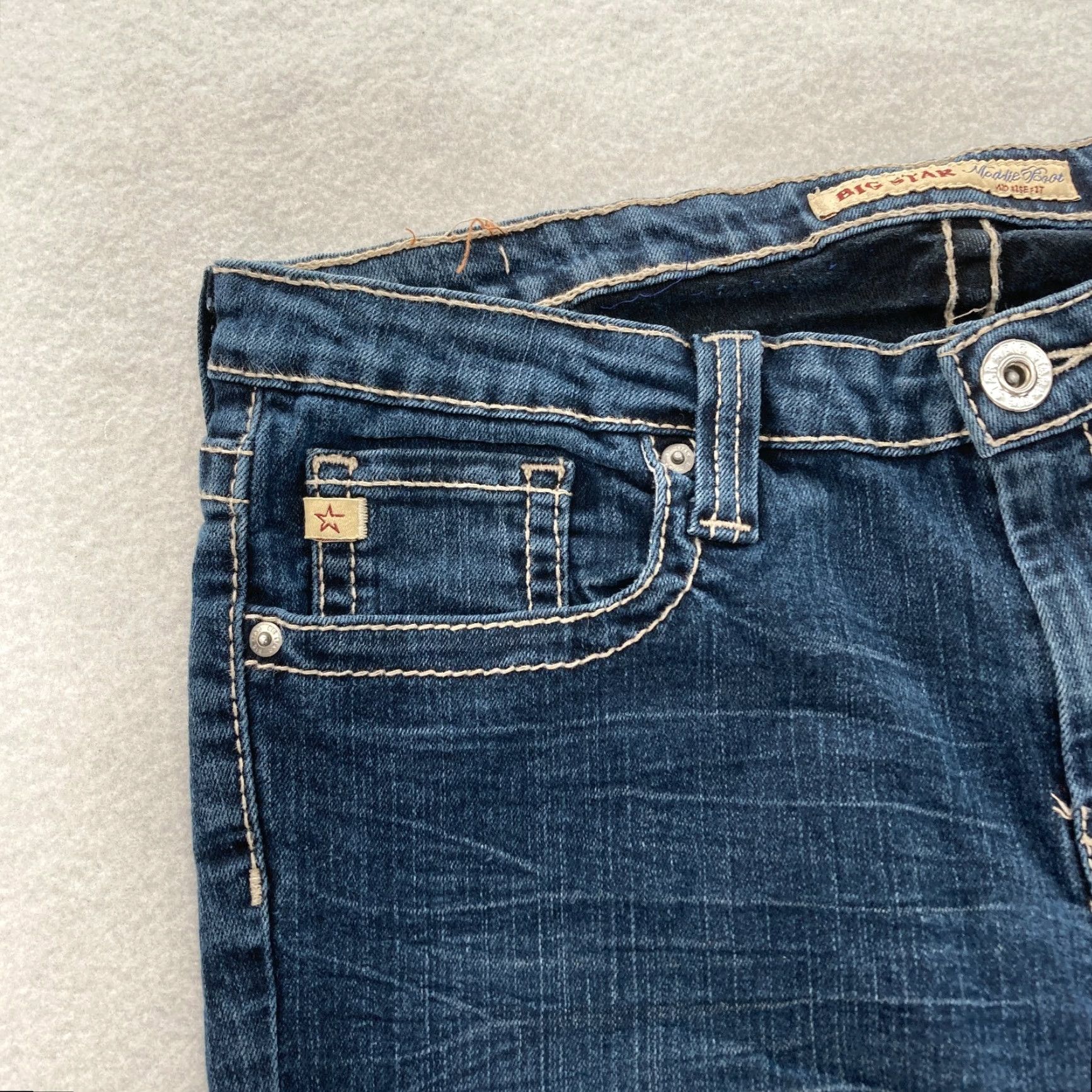 Denime BIG STAR Jeans Women's 32x30 Maddie Boot Dark Wash Blue Stretch Denim Western - Bootcut - 5-Pocket - Regular - Size 32 - Blue - Cowboy Theme - Jeans Size 24" / US 00 / IT 34 - 3 Thumbnail