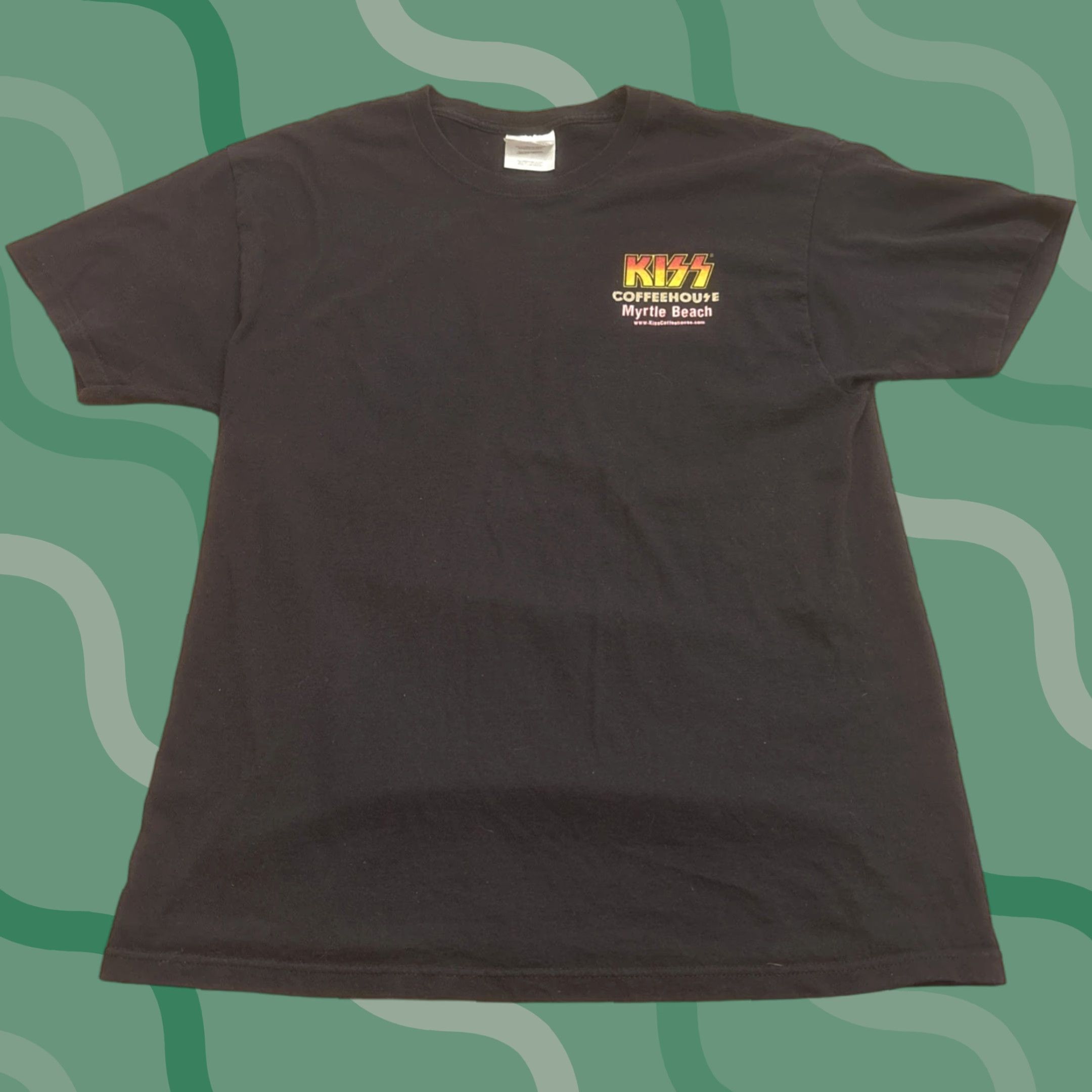 Hanes VINTAGE KISS Coffeehouse Shirt Mens Large Myrtle Beach Band Rock Tee Hanes Heavyweight Men's L Black Rock Mens Size US L / EU 52-54 / 3 - 1 Thumbnail