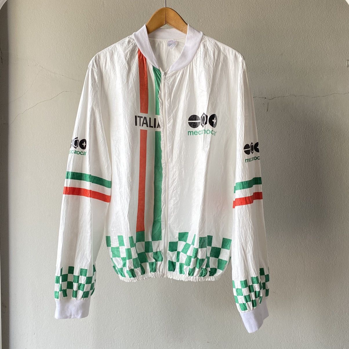 Vintage Tyvek Long-Sleeve Cycling Jersey - White & Green Accent. Size US M / EU 48-50 / 2 - 1 Thumbnail