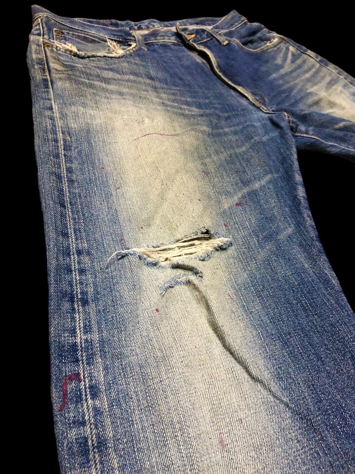 Edwin × Vintage VINTAGE EDWIN PAINTED SELVEDGE DISTRESSED DENIM Size US 34 / EU 50 - 5 Thumbnail