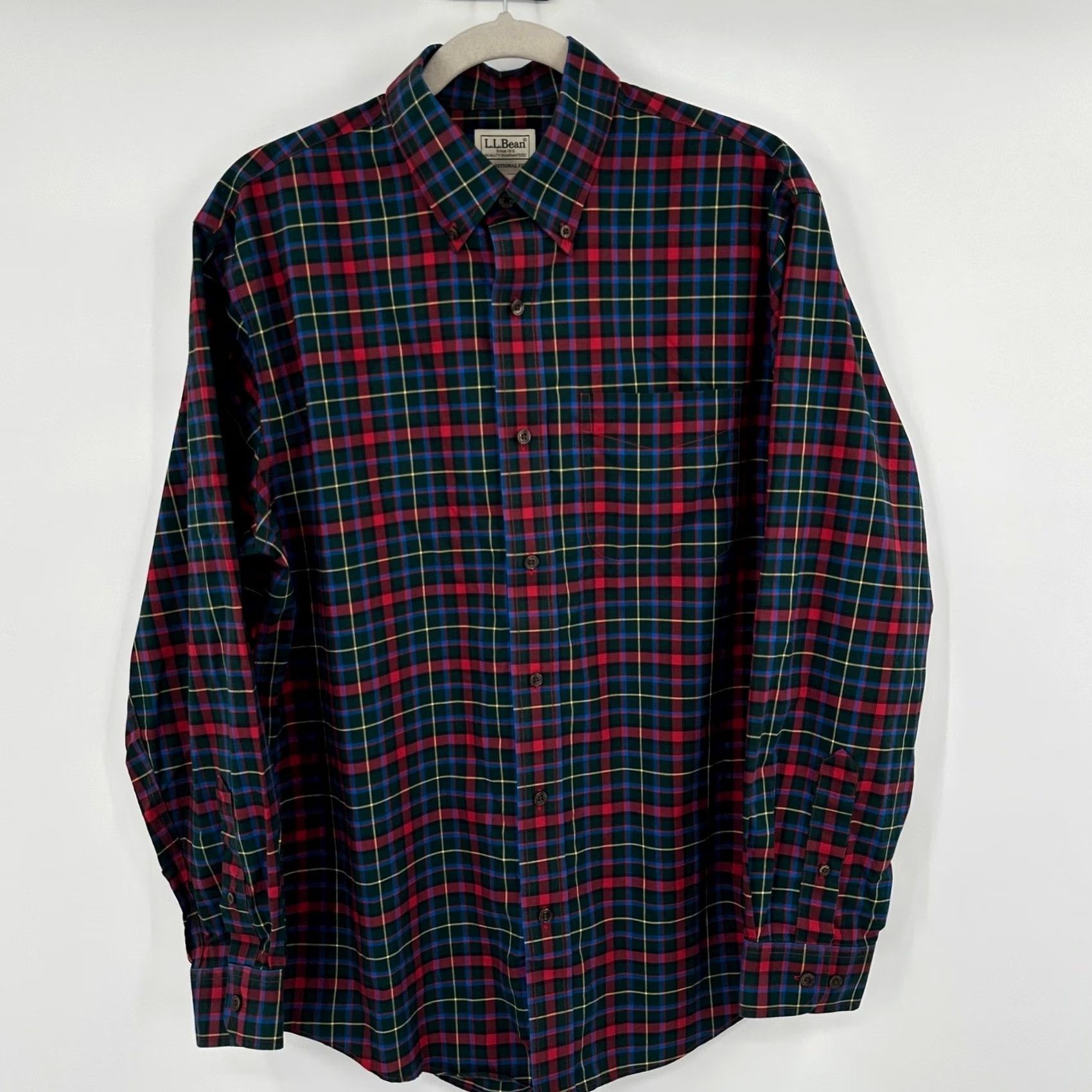 Vintage LL Bean Mens Plaid Shirt Button-Down Long Sleeve Button-Up Medium Regular Cotton Casual Fall Spring Men Size US M / EU 48-50 / 2 - 2 Thumbnail